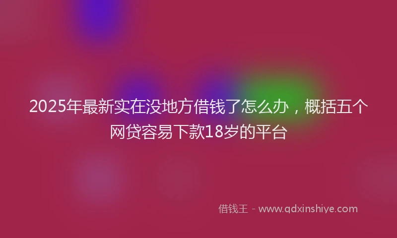 2025年最新实在没地方借钱了怎么办，概括五个网贷容易下款18岁的平台