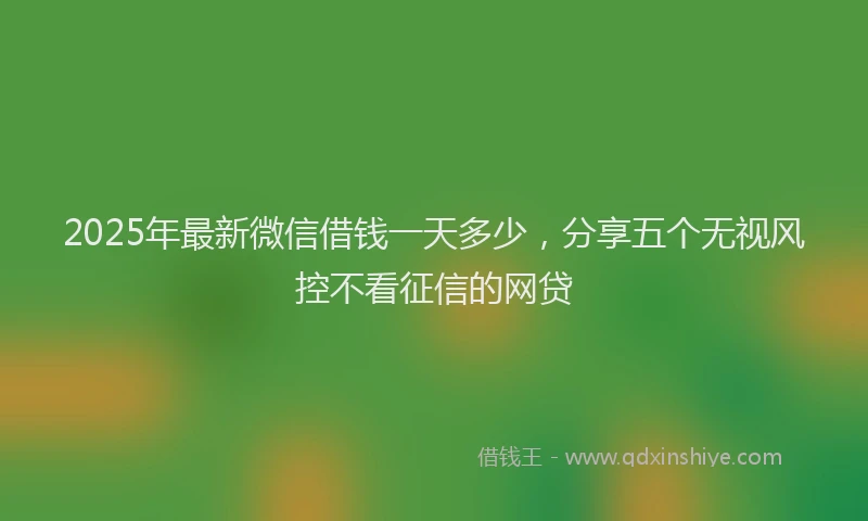 2025年最新微信借钱一天多少，分享五个无视风控不看征信的网贷