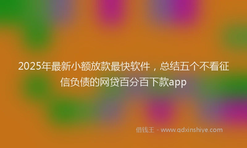 2025年最新小额放款最快软件，总结五个不看征信负债的网贷百分百下款app