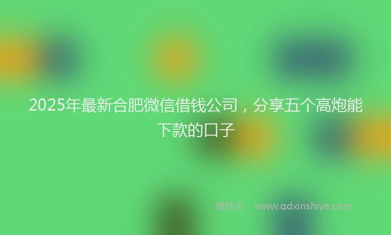 2025年最新合肥微信借钱公司，分享五个高炮能下款的口子