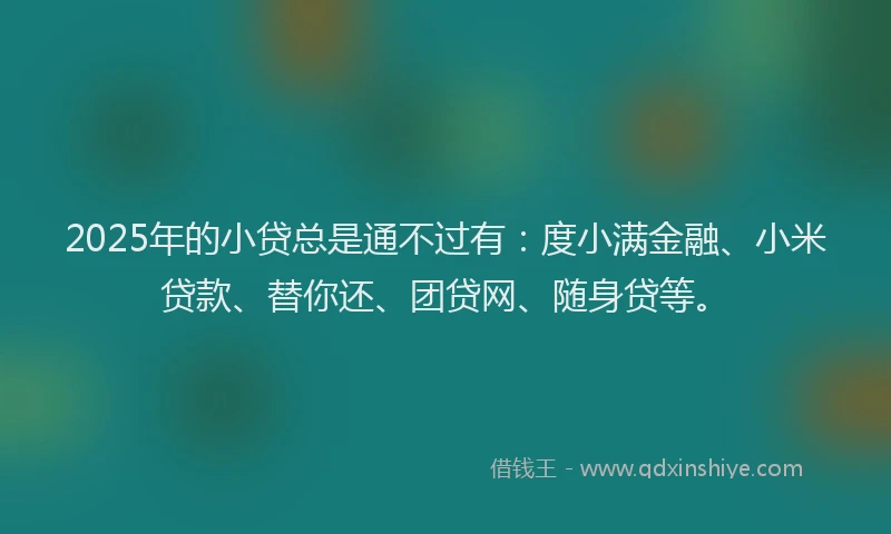2025年的小贷总是通不过有：度小满金融、小米贷款、替你还、团贷网、随身贷等。