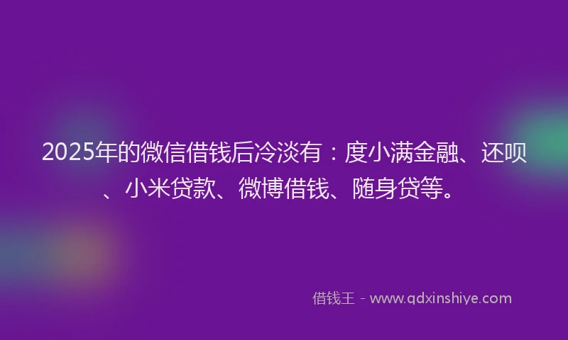 2025年的微信借钱后冷淡有：度小满金融、还呗、小米贷款、微博借钱、随身贷等。