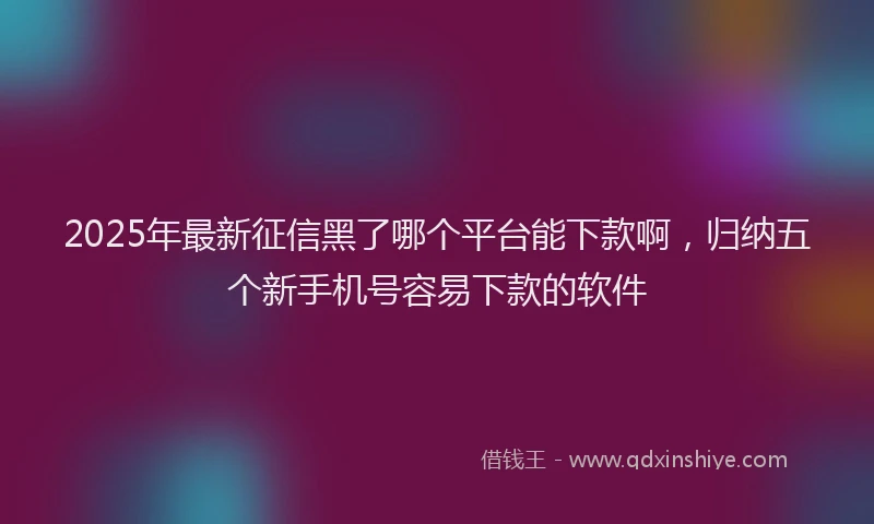 2025年最新征信黑了哪个平台能下款啊，归纳五个新手机号容易下款的软件