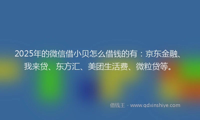 2025年的微信借小贝怎么借钱的有：京东金融、我来贷、东方汇、美团生活费、微粒贷等。