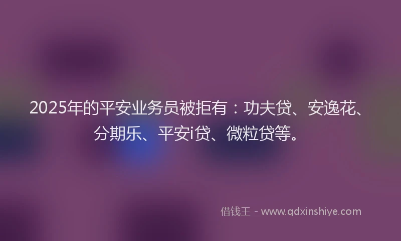 2025年的平安业务员被拒有：功夫贷、安逸花、分期乐、平安i贷、微粒贷等。