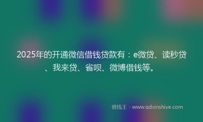 2025年的开通微信借钱贷款有：e微贷、读秒贷、我来贷、省呗、微博借钱等。