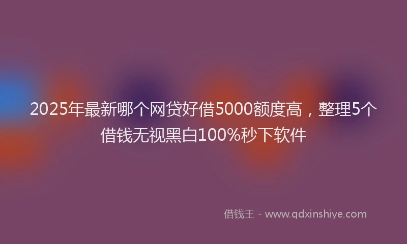 2025年最新哪个网贷好借5000额度高，整理5个借钱无视黑白100%秒下软件