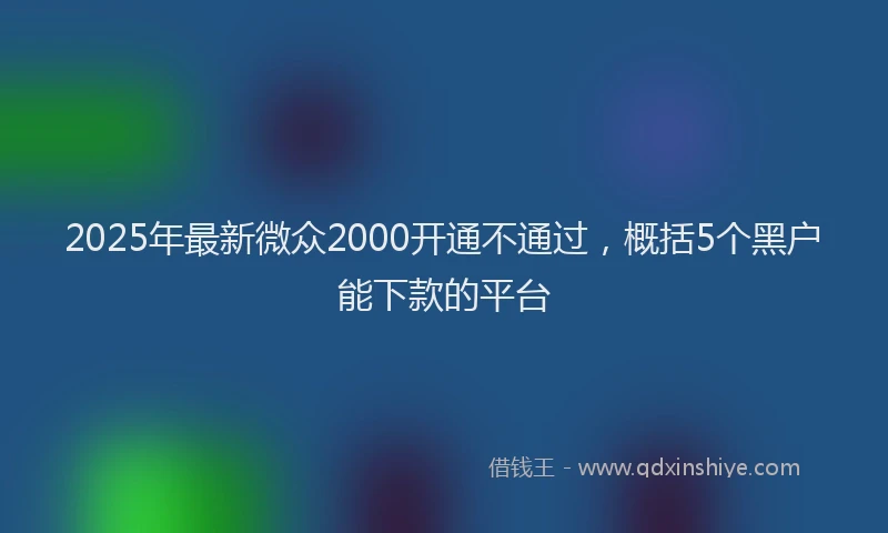 2025年最新微众2000开通不通过，概括5个黑户能下款的平台