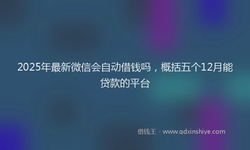2025年最新微信会自动借钱吗，概括五个12月能贷款的平台