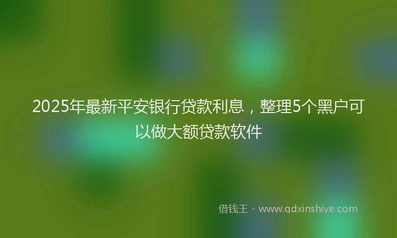 2025年最新平安银行贷款利息，整理5个黑户可以做大额贷款软件