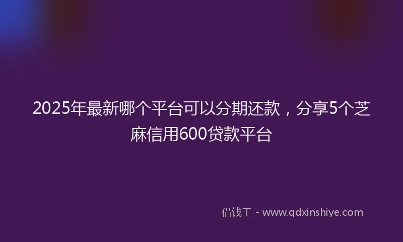 2025年最新哪个平台可以分期还款，分享5个芝麻信用600贷款平台