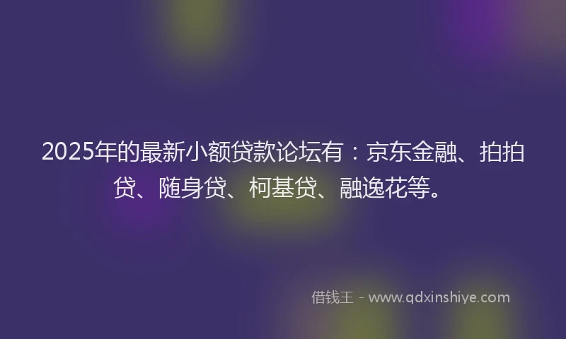 2025年的最新小额贷款论坛有：京东金融、拍拍贷、随身贷、柯基贷、融逸花等。