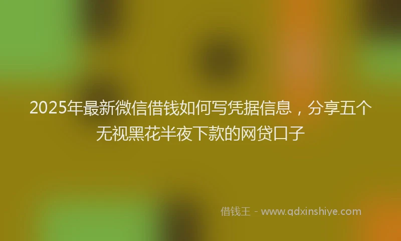 2025年最新微信借钱如何写凭据信息，分享五个无视黑花半夜下款的网贷口子