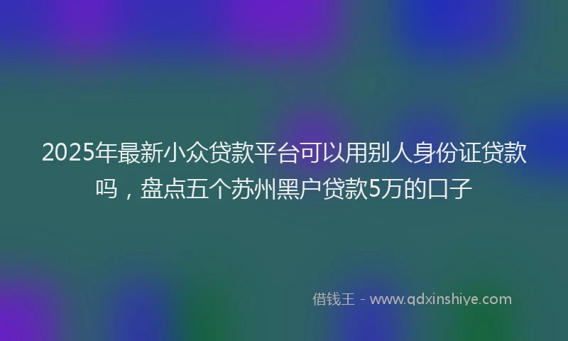 2025年最新小众贷款平台可以用别人身份证贷款吗，盘点五个苏州黑户贷款5万的口子