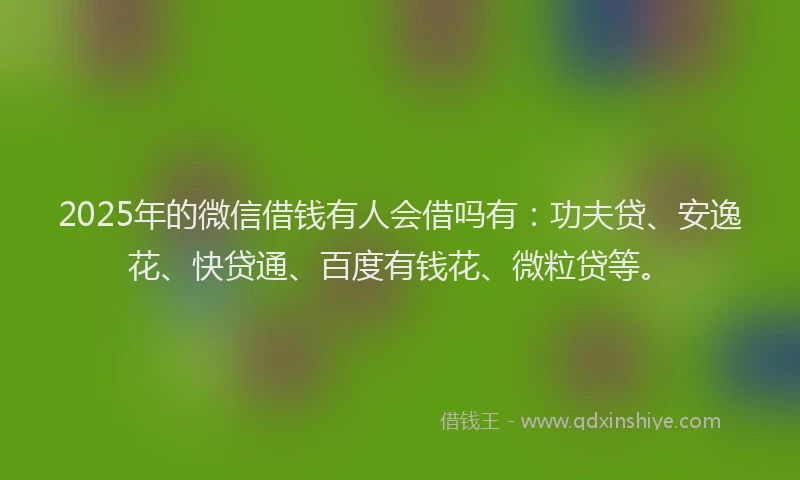 2025年的微信借钱有人会借吗有：功夫贷、安逸花、快贷通、百度有钱花、微粒贷等。