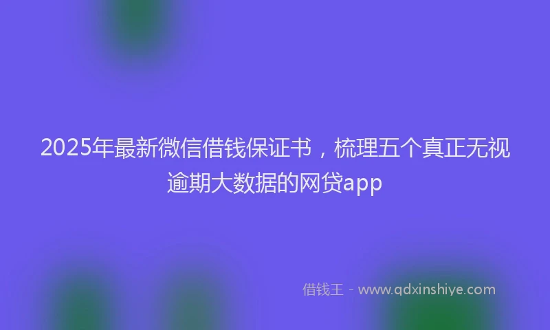 2025年最新微信借钱保证书，梳理五个真正无视逾期大数据的网贷app
