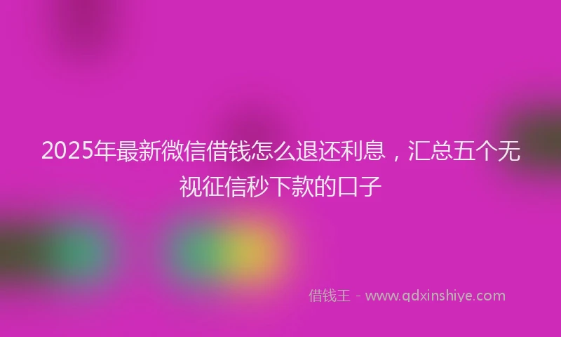 2025年最新微信借钱怎么退还利息，汇总五个无视征信秒下款的口子