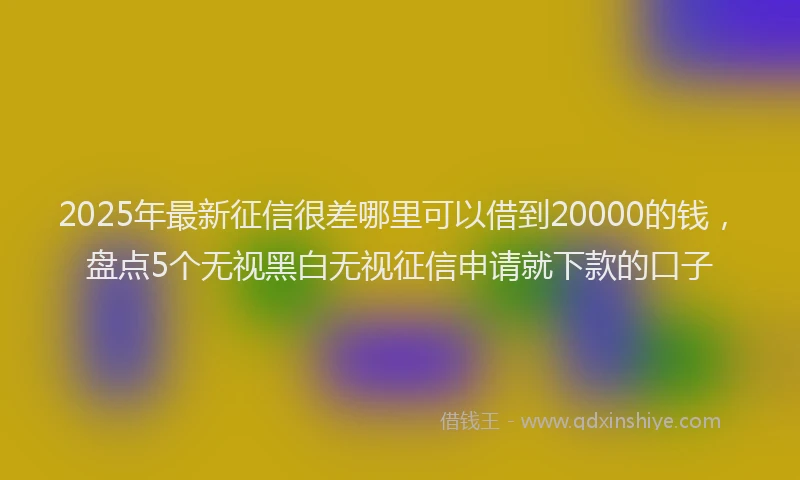 2025年最新征信很差哪里可以借到20000的钱，盘点5个无视黑白无视征信申请就下款的口子