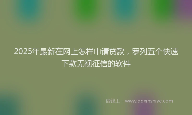 2025年最新在网上怎样申请贷款，罗列五个快速下款无视征信的软件