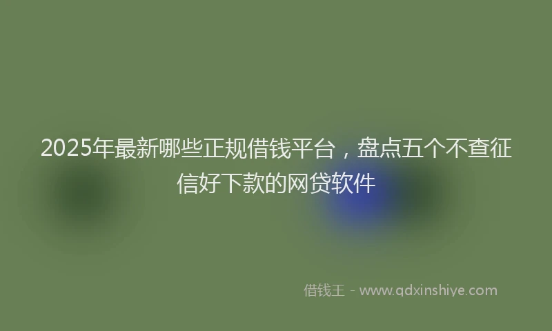 2025年最新哪些正规借钱平台，盘点五个不查征信好下款的网贷软件