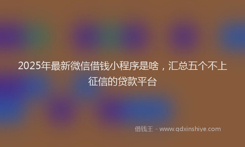 2025年最新微信借钱小程序是啥，汇总五个不上征信的贷款平台