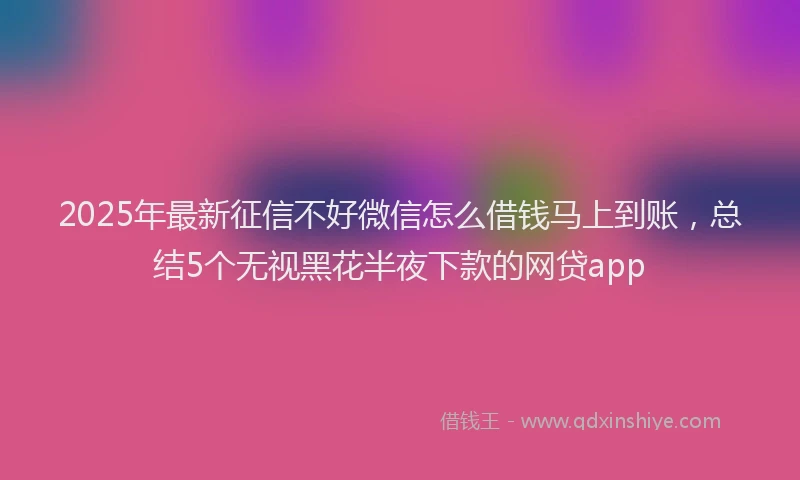 2025年最新征信不好微信怎么借钱马上到账，总结5个无视黑花半夜下款的网贷app
