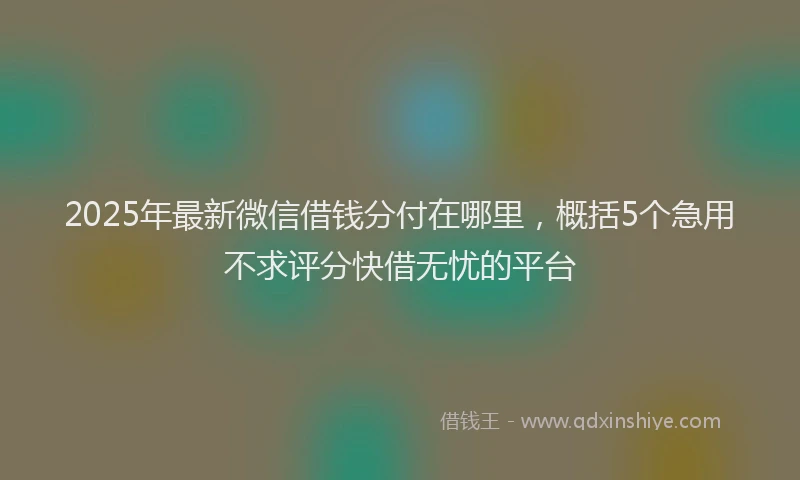 2025年最新微信借钱分付在哪里，概括5个急用不求评分快借无忧的平台