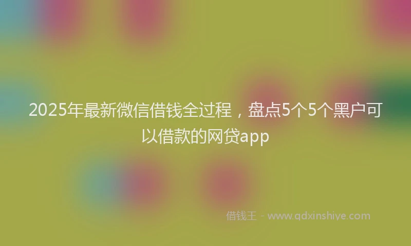 2025年最新微信借钱全过程，盘点5个5个黑户可以借款的网贷app