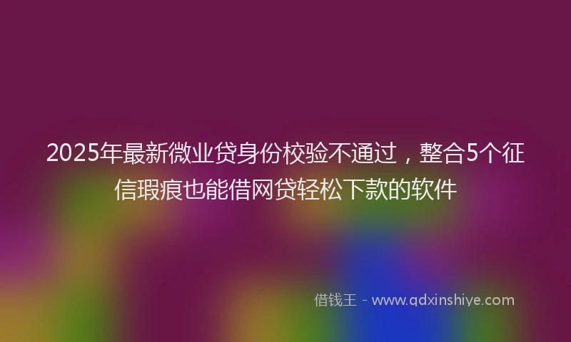 2025年最新微业贷身份校验不通过，整合5个征信瑕疵也能借网贷轻松下款的软件