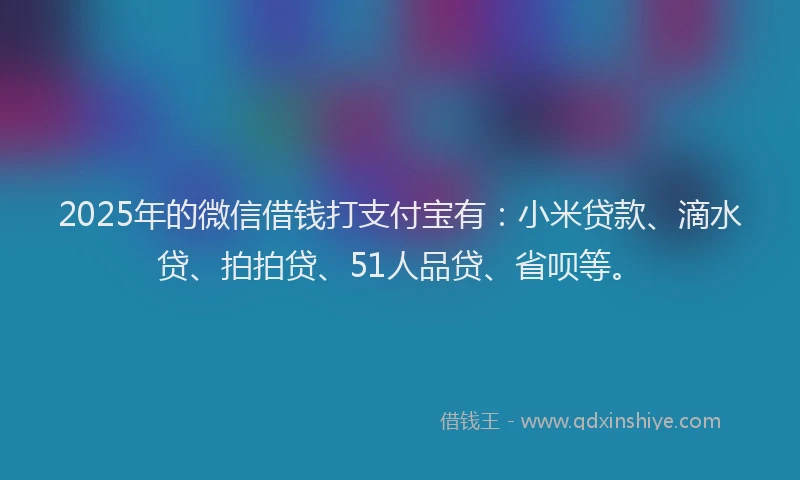 2025年的微信借钱打支付宝有：小米贷款、滴水贷、拍拍贷、51人品贷、省呗等。