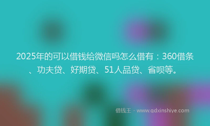 2025年的可以借钱给微信吗怎么借有：360借条、功夫贷、好期贷、51人品贷、省呗等。