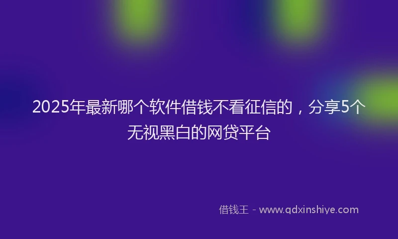 2025年最新哪个软件借钱不看征信的，分享5个无视黑白的网贷平台