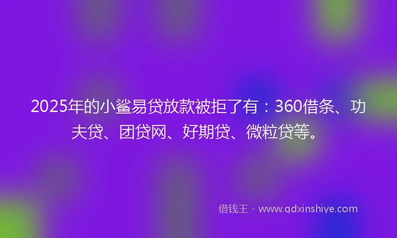 2025年的小鲨易贷放款被拒了有：360借条、功夫贷、团贷网、好期贷、微粒贷等。
