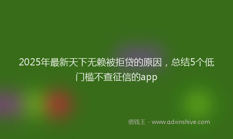 2025年最新天下无赖被拒贷的原因，总结5个低门槛不查征信的app
