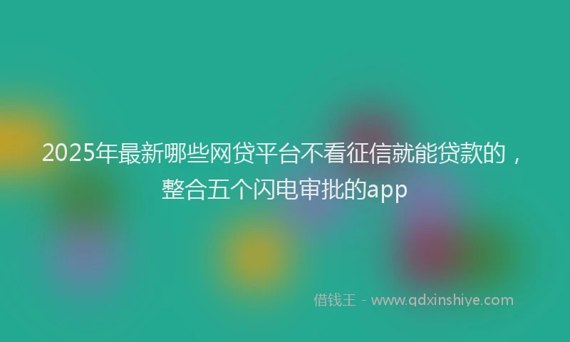 2025年最新哪些网贷平台不看征信就能贷款的，整合五个闪电审批的app