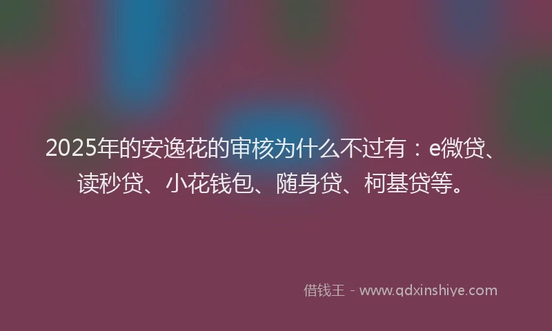 2025年的安逸花的审核为什么不过有：e微贷、读秒贷、小花钱包、随身贷、柯基贷等。