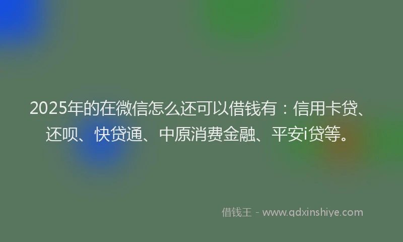 2025年的在微信怎么还可以借钱有：信用卡贷、还呗、快贷通、中原消费金融、平安i贷等。