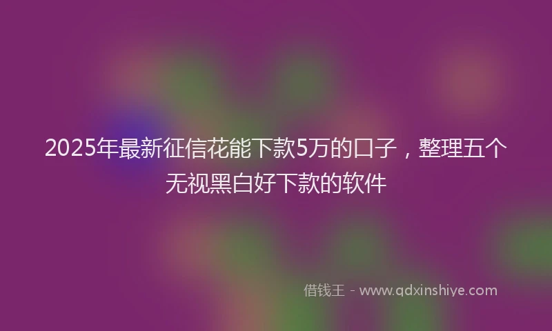 2025年最新征信花能下款5万的口子，整理五个无视黑白好下款的软件