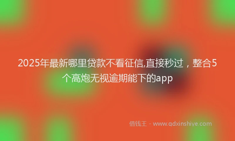 2025年最新哪里贷款不看征信,直接秒过，整合5个高炮无视逾期能下的app