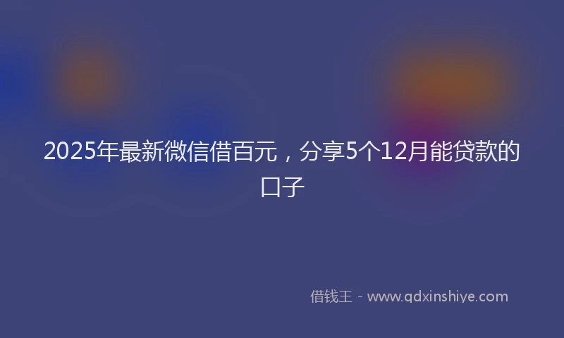 2025年最新微信借百元，分享5个12月能贷款的口子