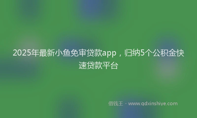 2025年最新小鱼免审贷款app，归纳5个公积金快速贷款平台