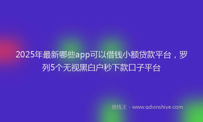 2025年最新哪些app可以借钱小额贷款平台，罗列5个无视黑白户秒下款口子平台