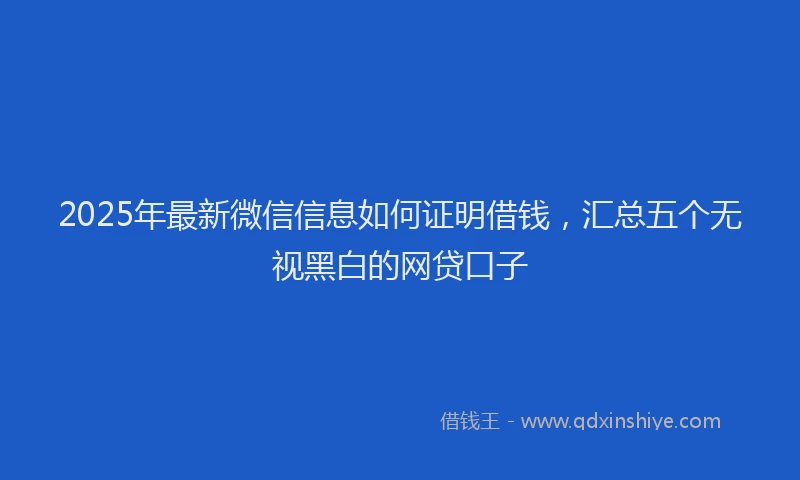 2025年最新微信信息如何证明借钱，汇总五个无视黑白的网贷口子