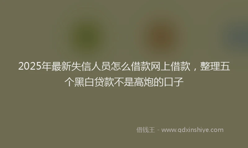 2025年最新失信人员怎么借款网上借款，整理五个黑白贷款不是高炮的口子