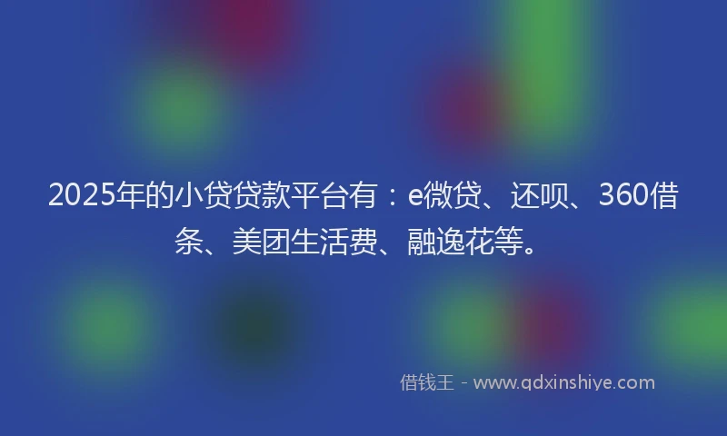 2025年的小贷贷款平台有：e微贷、还呗、360借条、美团生活费、融逸花等。