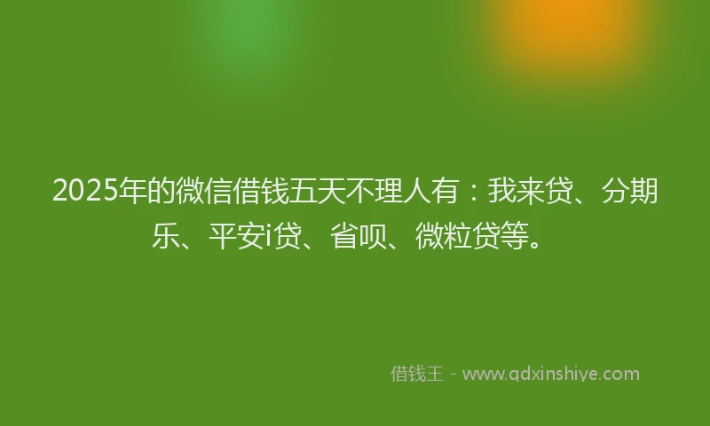 2025年的微信借钱五天不理人有：我来贷、分期乐、平安i贷、省呗、微粒贷等。