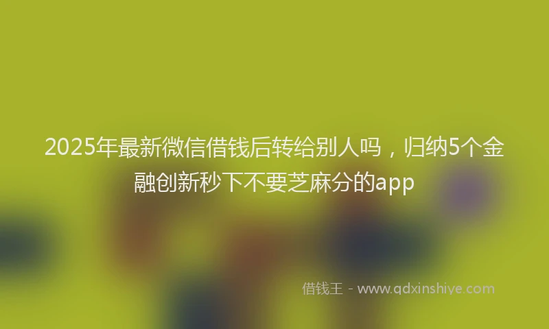 2025年最新微信借钱后转给别人吗，归纳5个金融创新秒下不要芝麻分的app
