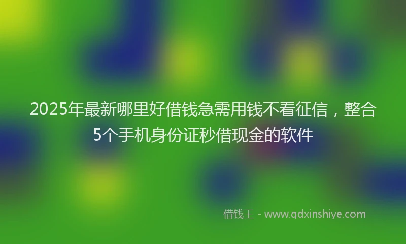 2025年最新哪里好借钱急需用钱不看征信，整合5个手机身份证秒借现金的软件