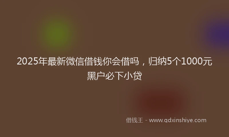 2025年最新微信借钱你会借吗，归纳5个1000元黑户必下小贷