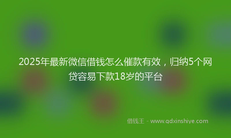 2025年最新微信借钱怎么催款有效，归纳5个网贷容易下款18岁的平台